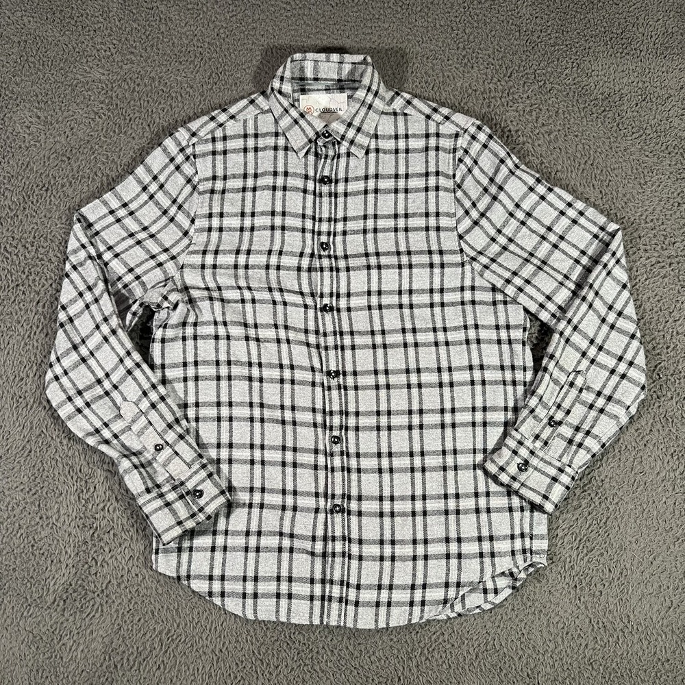 Cloudveil Shirt Mens Small Flannel Button Up Long Sleeves Gray Plaid